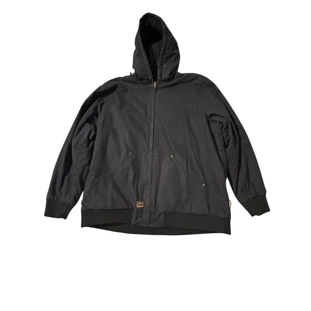 Brazos Work‎ Force Mens Black Hooded Jacket XL Full Zip Up Workwear Coat